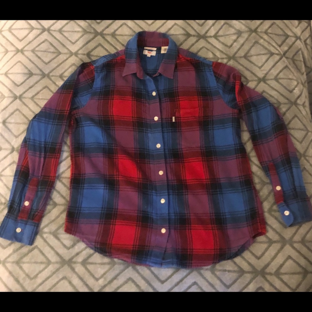 Levi’s Boyfriend fit blue and red flannel